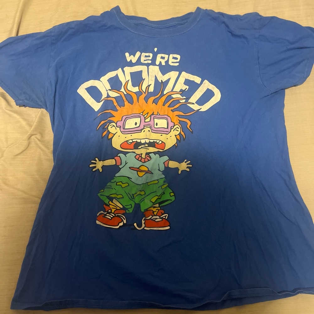 Blue We're doomed tee shirt
